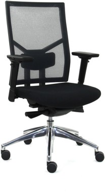 Zit-Xpert Work Comfort NEN 1335 zwart mesh-aluminium kruisvoet