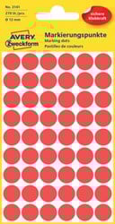 Etiket Avery Zweckform 3141 rond 12mm rood 270stuks