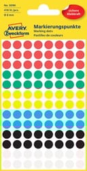 Etiket Avery Zweckform 3090 rond 8mm assorti 416stuks