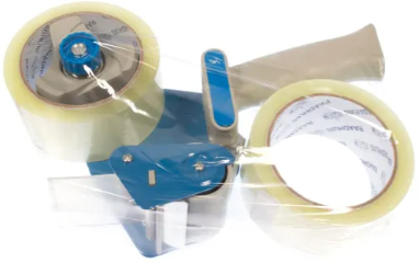 Tape dispenser Raadhuis met 2 rollen transparant PP tape 48mmx66m low noise